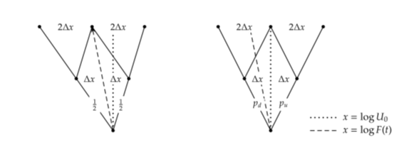 Equal-probabilities vs equal-jumps binomial trees.